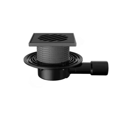 Трап регулируемый 145x145 гор.выпуск DN40/50 без гидрозатвора, решетка чугунная, пластиковый подрамник, Fachmann 04.149